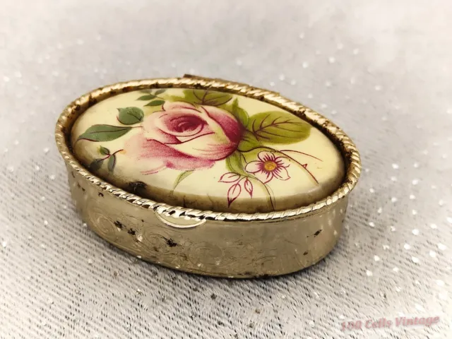 Floral/Rose Vintage Trinket/Pill/Snuff Box-5cm