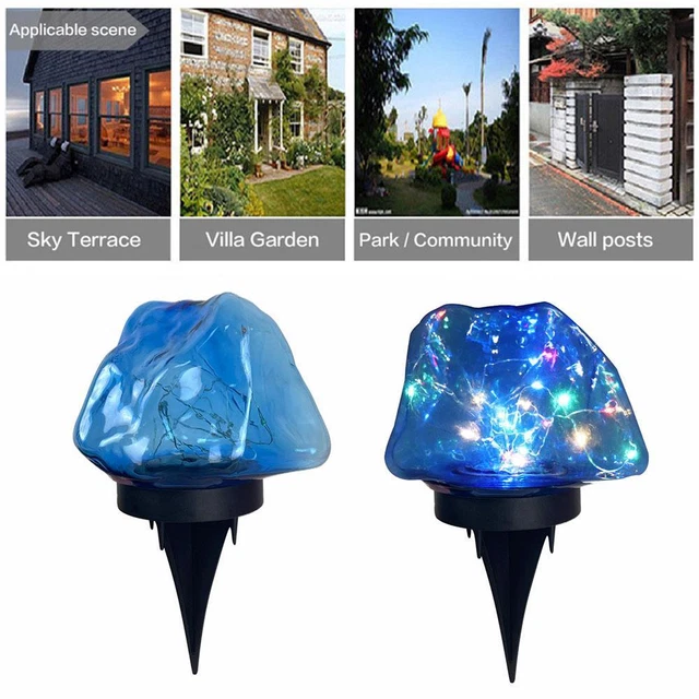 New Colourful Garden Stone Solar Powered LED Lights Lamp Buried Gem Q8E6