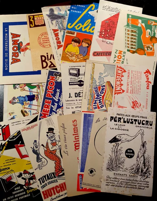 Rare Gros Lot 25 Ancien Buvards publicitaire Moutarde Amora Biscottes Lustucru