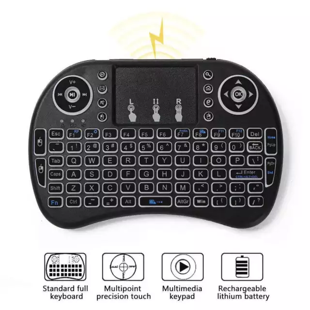 Portable Mini Wireless QWERTY Keyboard Touchpad 2.4GHz For TV/PC/Android/SNU ...