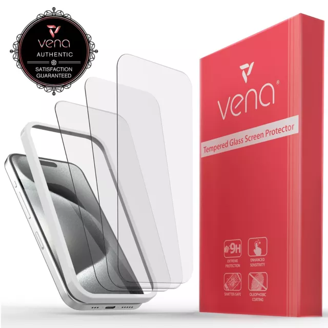 3X Vena [Clear] Tempered Glass Screen Protector Guard for iPhone 15 Pro Max