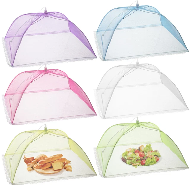 6 PCS FOOD Galvanized Steel Wire Pp Foldable Net Mesh Tents Umbrella £