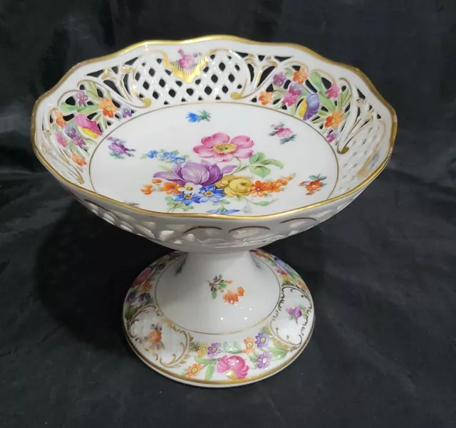 Vintage Schumann Arzberg Germany Dresden Porcelain Pedestal Compote Bowl Dish