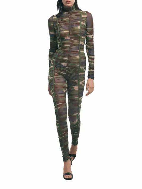 adidas Ivy Park Camouflage Catsuit Jumpsuit Transparent Khaki Beyonce Women Size