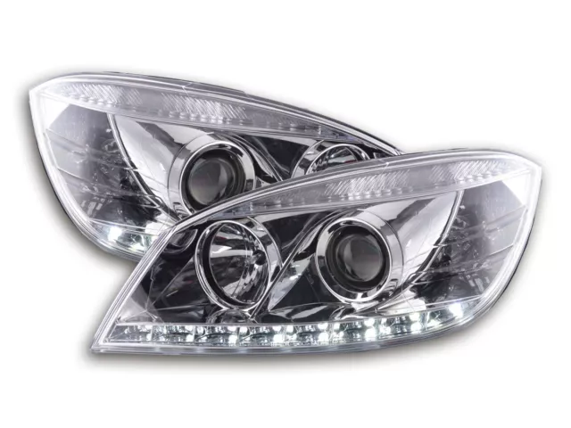 Scheinwerfer Set Daylight LED TFL-Optik Mercedes C-Klasse Typ W204  07-10 chrom