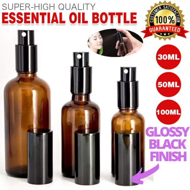 30-100ml Amber Glass Essential Oil Spray Bottle Fine Mist Aromatherapy Perfume