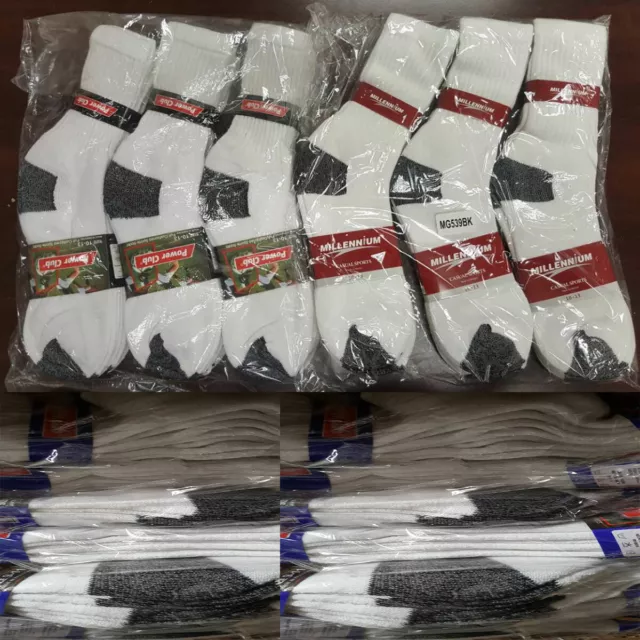 Wholesale Bulk Lots Men's White/Black Sports Casual Cotton Crew Socks Xmas Gift