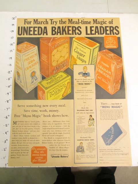 newspaper ad 1932 NABISCO Uneeda cookie crackers Ginger snaps Zwieback AW Full