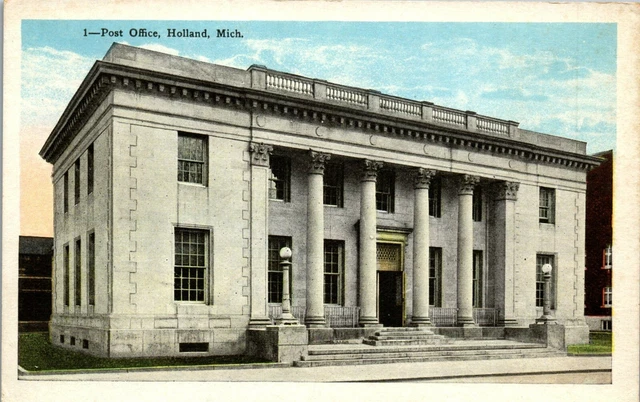 Vintage Michigan MI Postcard Holland Post Office Divided Back Ottawa ‎Allegan