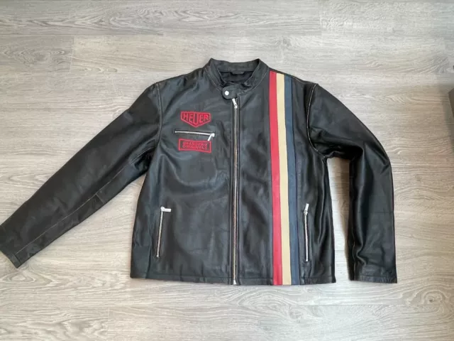 VESTE BLOUSON TAG Heuer Grandprix Origninals 3XL Cuir Noir Le Mans Steve McQueen EUR 197 00 PicClick FR
