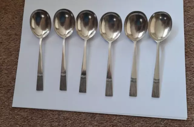 Set of Six Early Art Deco Soup Spoons by Cooper Brothers Sheffield c.1914