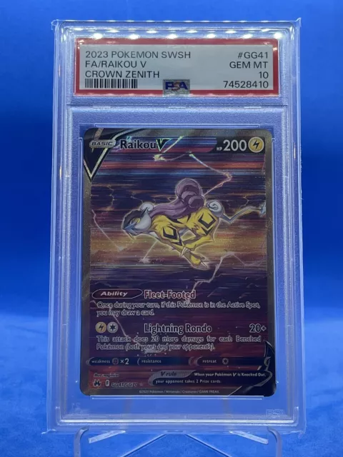 2023 Pokemon SWSH Crown Zenith GG41/GG70 Full Art/Raikou V PSA 10