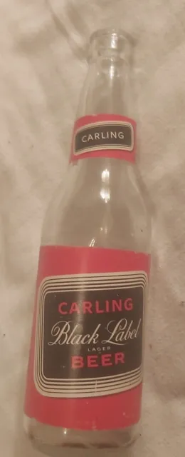 Rare (Waterloo) "Carling's Black Label Lager Beer" Clear Bottle W/ Paper Labels