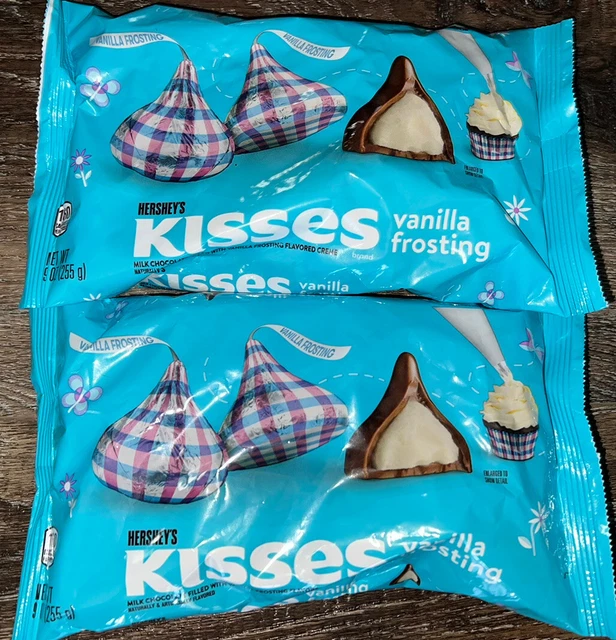 HERSHEY'S KISSES Milk Chocolate Vanilla Frosting Candy 9 oz, 11/2023