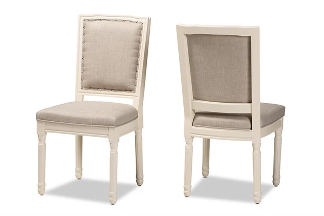 Baxton Studio Traditional 2-Piece Dining Chair Set With Grey And White Finish