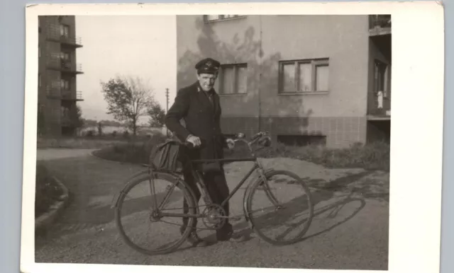 BICYCLE DELIVERY MAN real photo postcard rppc uniform rider worker messenger