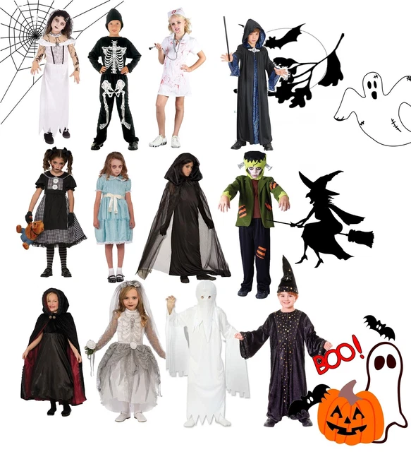 BOYS GIRLS CHILD Zombie Kids Halloween Horror Fancy Dress Outfit