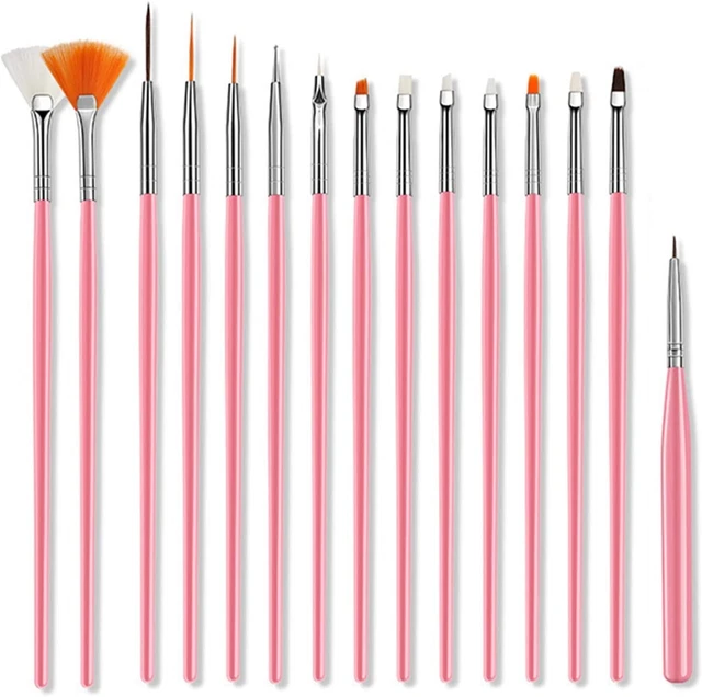 Hanyousheng Set di pennelli per unghie 15 Pcs Professionali Pennelli Nail Art Se