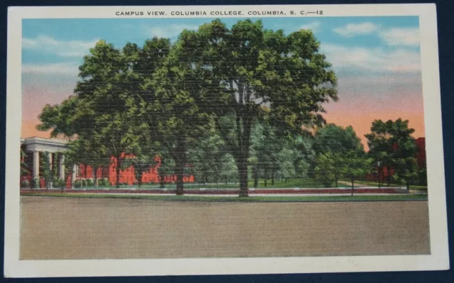 Campus View, Columbia College, Columbia, SC Postcard 1948