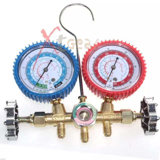 R134a R12 R22 AC A/C Manifold Gauge Set 5FT Colored Hose Air Conditioner 2