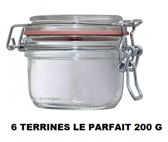 LOT 6 BOCAUX TERRINE LE PARFAIT taille 200 GRAMMES ° 70 MM bocal en verre