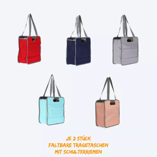 2er Set faltbare Einkaufstasche mit Schulterriemen bis 15 kg 32,5 x 16 x 37 cm