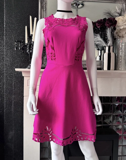 ted baker pink skater dress Short Pink Skater Dress Ted Baker Oliviha Rib Engineered Skater Dress JD  Williams