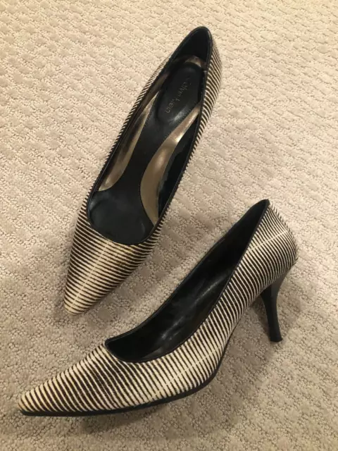 Calvin Klein Pony Hair Pointed Toe Mid Heel Pumps Size 8.5 Striped