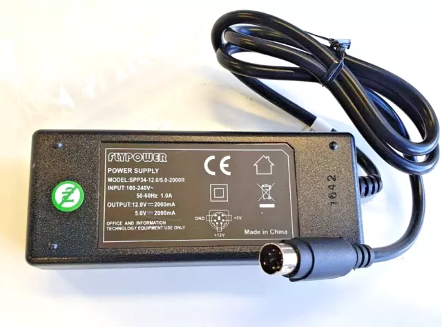 Flypower SPP34-12.0/5.0-2000 Power Supply 6 Pin  External Hard Drives 12V 5V 2A