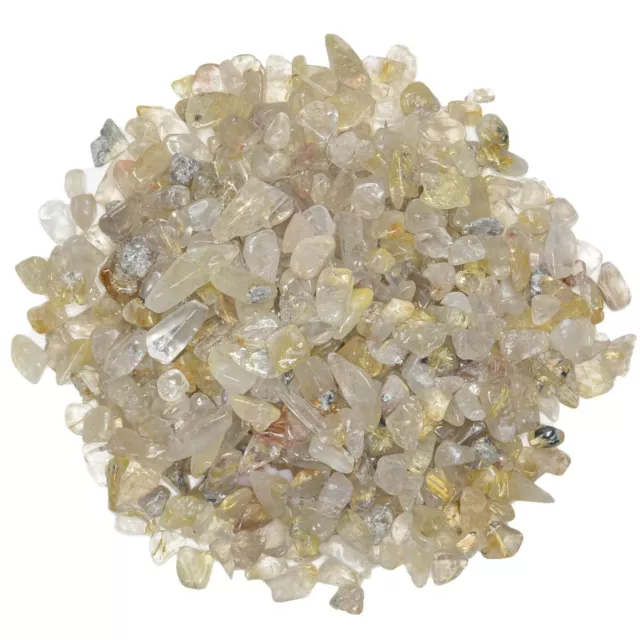 3 lbs of Tumbled Rutilated Quartz Natural Rock Chips