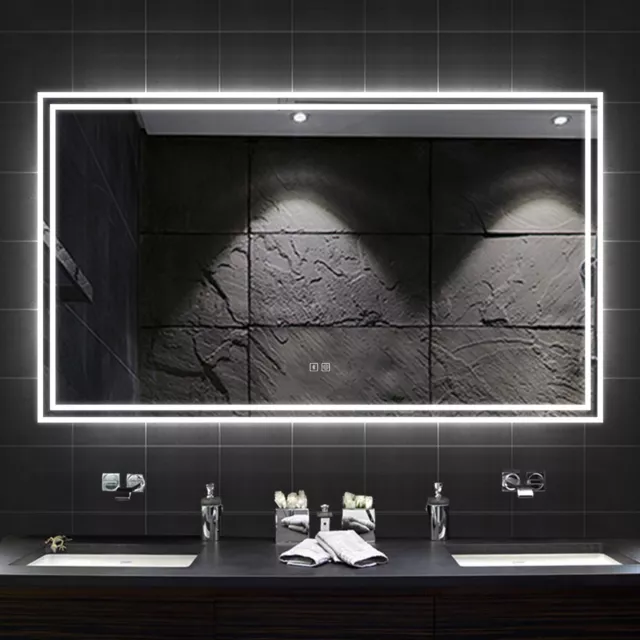 LED Bathroom Mirror with 3 LED Lights/Demister Pad/Bluetooth Illuminated Light