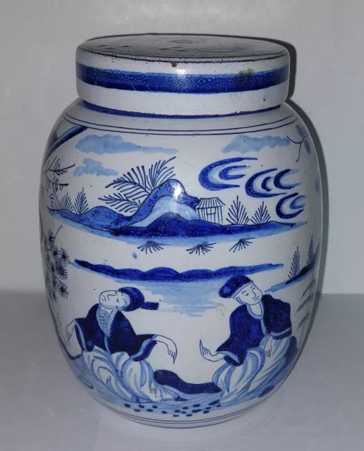 RARE POT A GINGEMBRE FAIENCE DELFT 18 ème HOLLAND AK DÉCOR CHINOIS