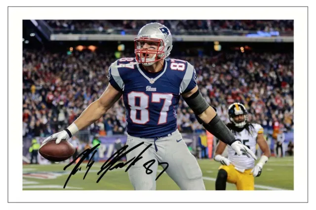 Rob Gronkowski Signierter Fotodruck Autogramm Nfl Fussball Neu England Patriots