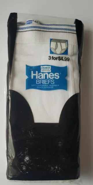 NOS HANES 1979 3 pk Underwear Mens sz 38 Briefs White Made in USA Tighty  Whities $82.99 - PicClick