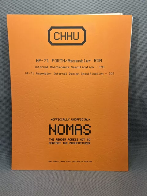 CHHU Library Publication: HP-71 Forth/Assembler ROM, IMS and IDS