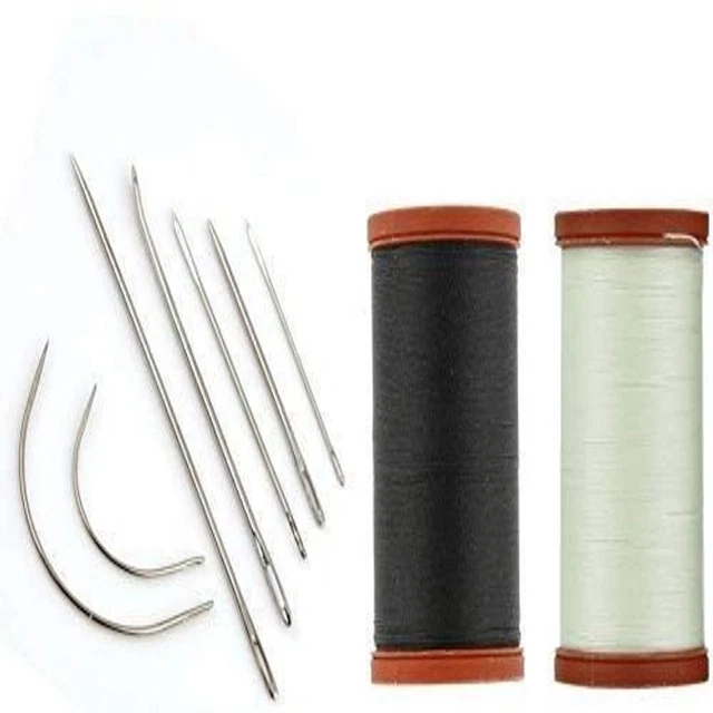 Upholstery Repair Kit with 2 Spools (1 White & 1 Black Spool) and Black/White