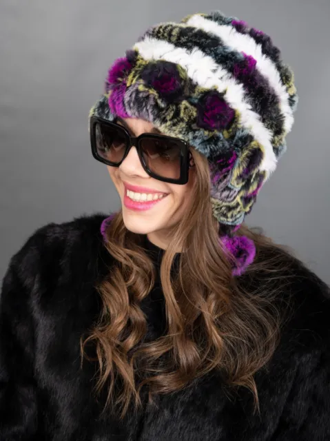 687 New Wonderful Real Rex Chinchilla Hat Luxury Fur Beautiful Look