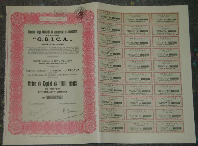 Omnium belge industriel et commercial et alimentaire "O. B. I. C. A." 1947