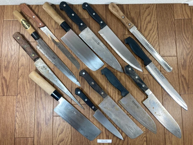 Damaged Lot of Japanese Chef's Kitchen Knives hocho set from Japan DL206