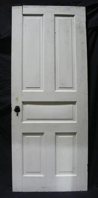 30"x77" Antique Vintage Old Victorian SOLID Wood Wooden Interior Door 5 Panels