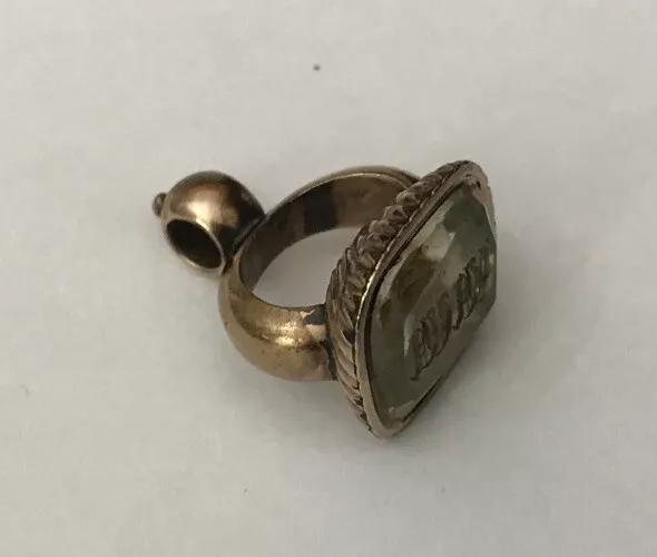 Antique Georgian Rose Gold Filled Citrine Pocket Watch Fob Seal Pendant Charm