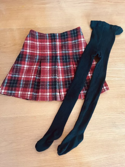 Next Girls Skirt Set Age 8 Years Tartan Skirt With Tights Excellent Condition