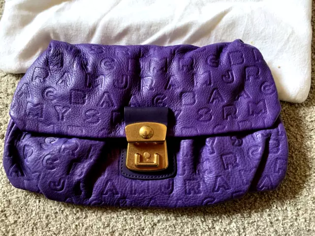 Marc by Marc Jacobs Purple Embossed Leather Clutch Bag, lined , VGC