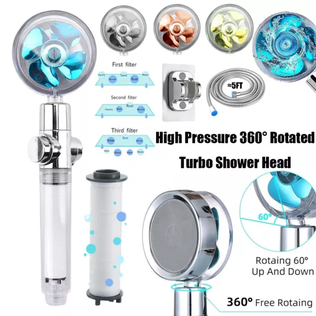 Shower Head High Pressure Spray 360° Rotating Powerful Water Saving Bathroom