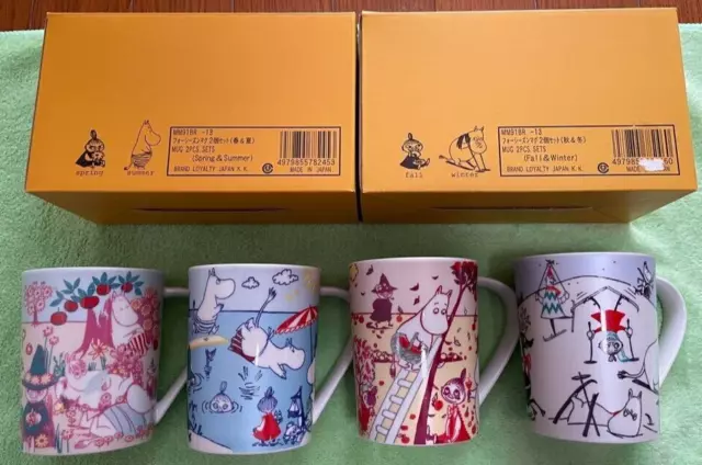 RARE Moomin Valley Four seasons Mug All seasons 4PCS SET Exclusive JAPAN NEW