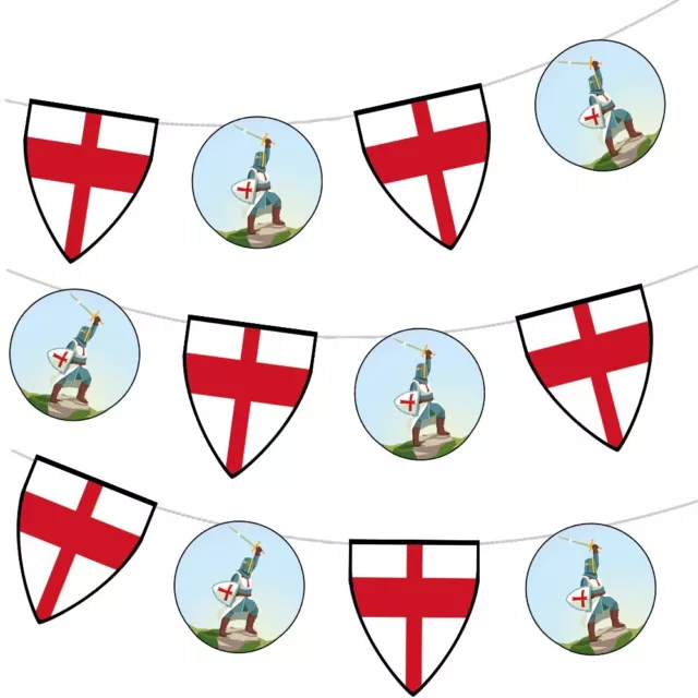 St George's Day England Flag Knight Mix Bunting Party Decorations 12pcs 2.5m