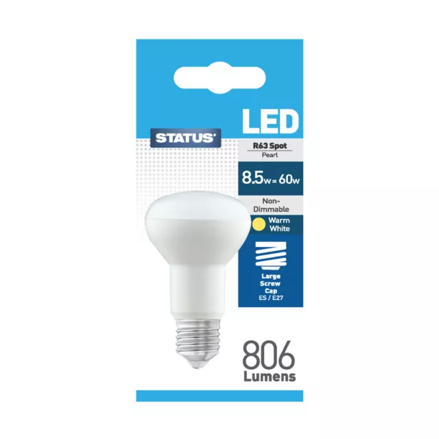 2x 8.5W= 60W R63 LED Perle Spot Réflecteur Ampoule E27 4000K Blanc