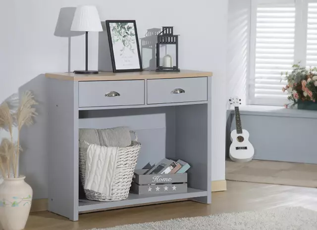 Wooden Console Hall Table Available in Grey/Oak or White/Oak