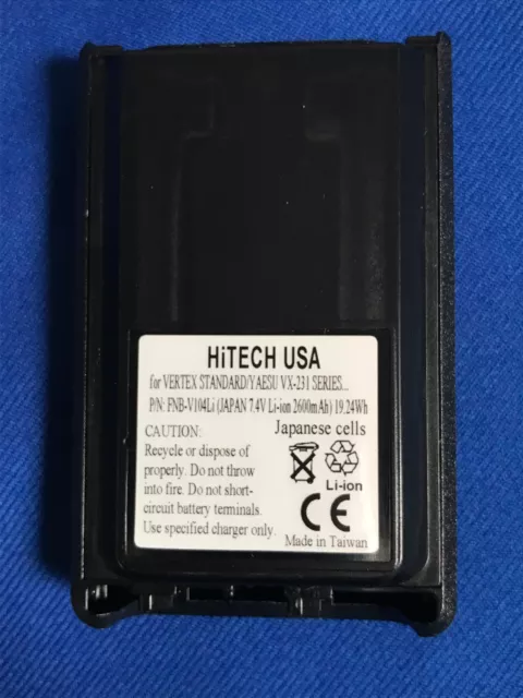 Hitech USA(Japan Liion7.4v2.6Ah) For YAESU/VERTEX S.P/N.:FNB-V104LI VX230 SERIES 2