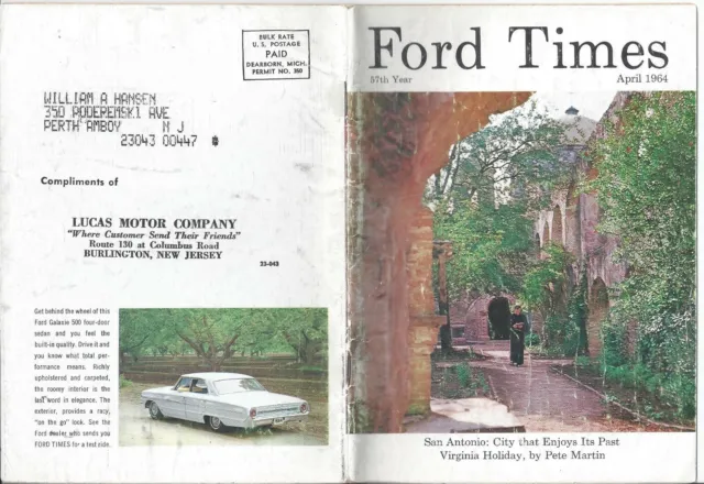 Ford Times April 1964 Twin Towers of Navesink Adeline Pepper Art John Austin
